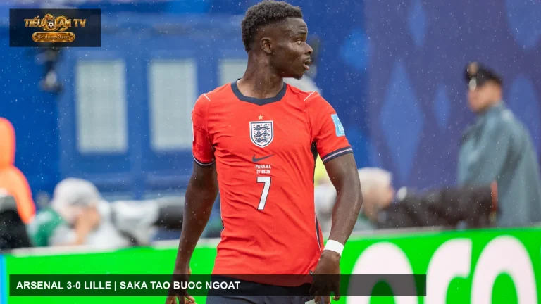 Bukayo Saka, người ghi bàn và kiến tạo trong chiến thắng của Arsenal trước Lille